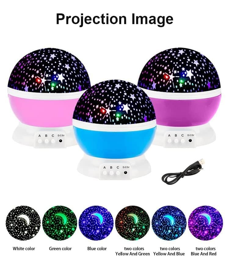 360° Rotating Starry Sky Projector Night Light – Multicolor LED Lamp for Kids